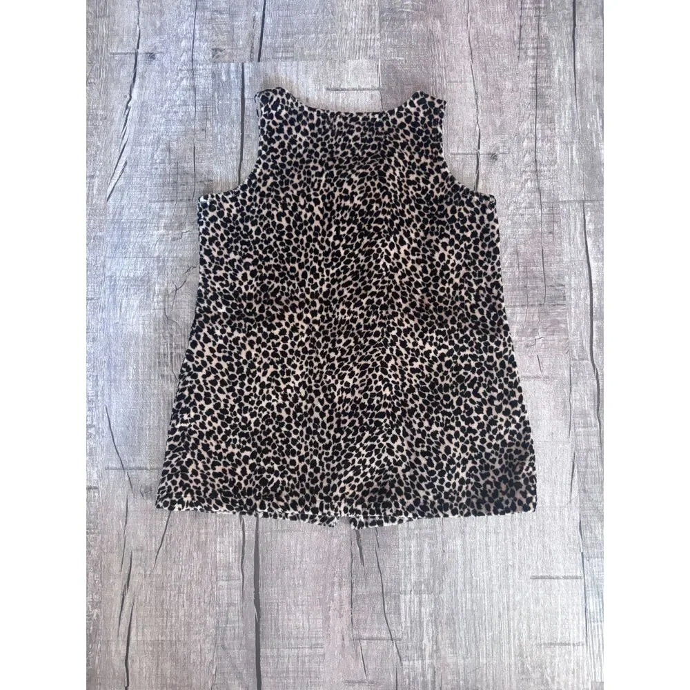 GAP Girls Leopard Faux Fur‎ Vest XXS Zip Up Sleeveless Jacket